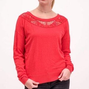 New GUESS CROCHET LACE DETAIL SWEATER SZ S